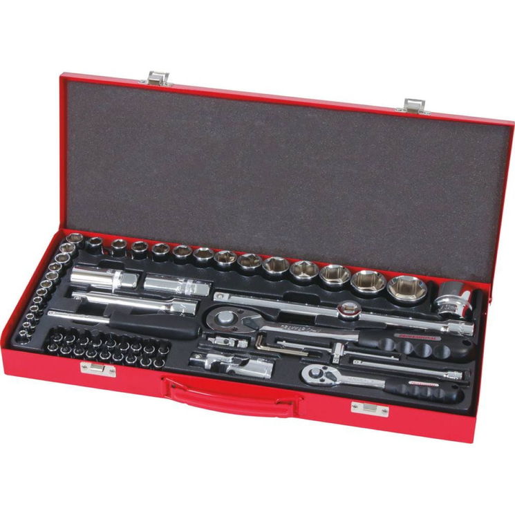 Coffret de douilles 1/4" et 1/2”, 59 pièces, acier chrome vanadium, DRAKKAR