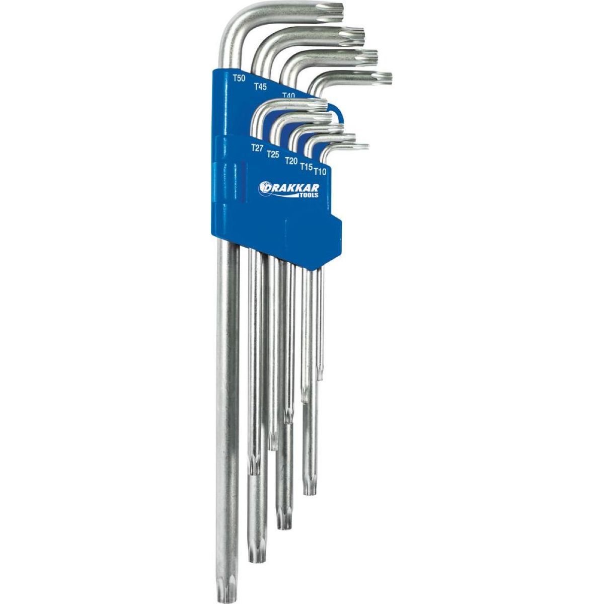 Jeu de 9 clés mâles coudées Torx extra longues de T10 à T 50, embout magnétique, DRAKKAR