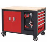 Servante d'atelier extra large 10 tiroirs avec plan de travail en bois, sans outil, charge maxi 500 kg, DRAKKAR