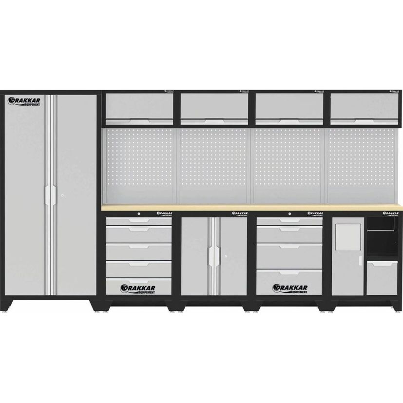 Mobilier d'atelier 5 élements avec plan de travail en hêtre DRAKKAR