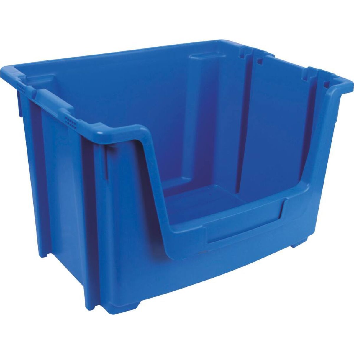 Boîte à bec gerbable bleu 50 litres, polypropylène, avec porte étiquette, 395x500x320mm, TAYG