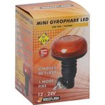 Gyrophare LED 12/24V, fixation sur tige flexible, homologué R65-R10, 7 fonctions