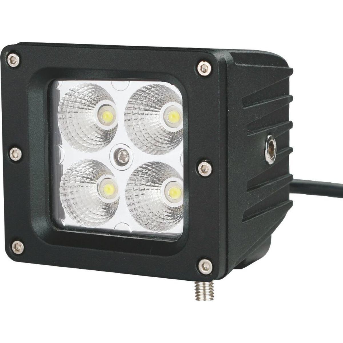 Phare de travail carré LED, 20W 1400 Lumens, faisceau large, précâblé