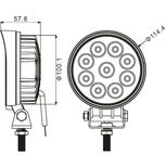 Phare de travail rond LED 10/32V 27W 1800Lm, faisceau large, portée d'éclairage 800 mètres