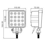 Phare de travail carré LED aluminium 48W 2800LM, faisceau large