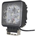 Phare de travail carré LED, 27W 1800 LUMENS, faisceau longue portée, précâblé avec support INOX