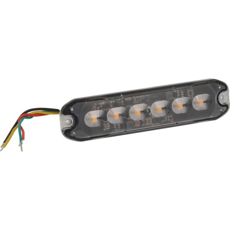 Feu de pénétration 6 LED 12/24V, orange extra plat, 5 types de flash 10W, Homologué R65 - R10