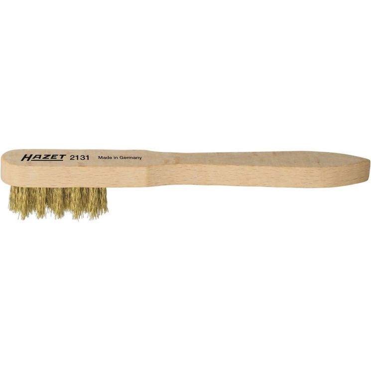 Brosse métallique fil laiton 3 rangs - 150 mm avec manche bois plat, HAZET 