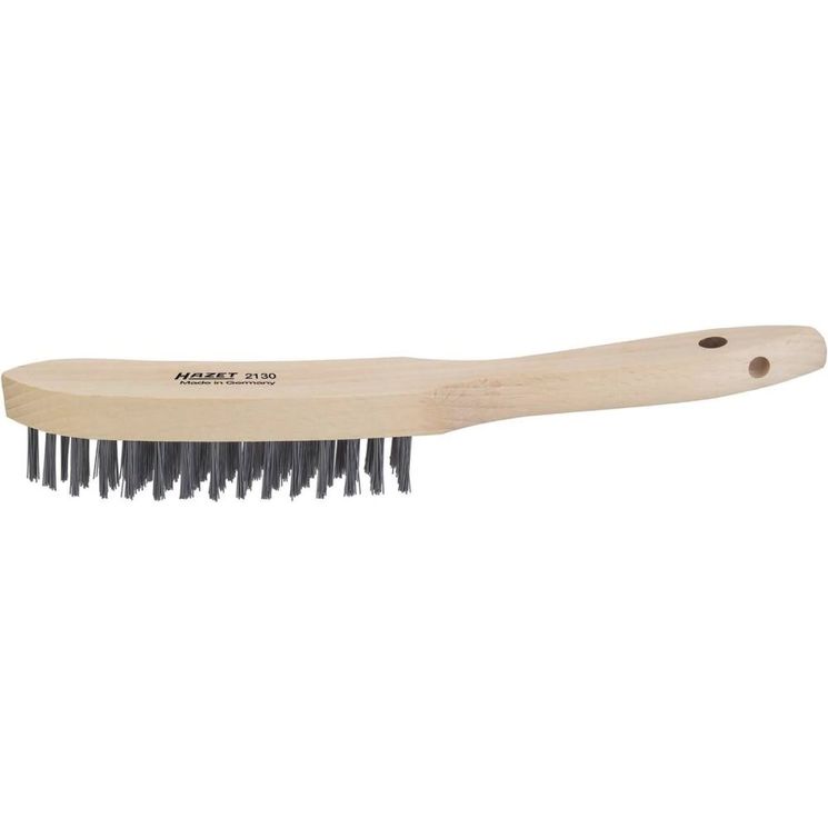 Brosse métallique fil acier 4 rangs - 290 mm avec manche bois incurvé, HAZET