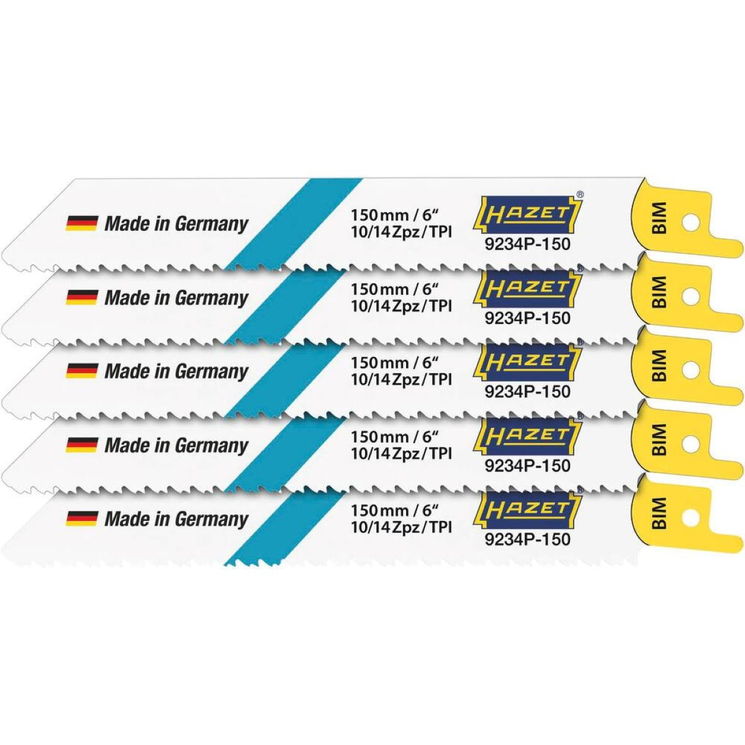 Lot de 5 lames de scie sabre bois 130mm, 9234P-150/5, HAZET