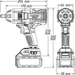 Clés à chocs 1/2" 18V 700Nm avec 2 batteries, coffret de 4 pièces, HAZET