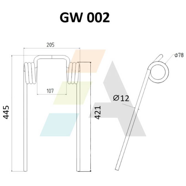 Peigne double griffe 12mm, pour déchaumeur à dents HORSCH, 00430507, pièce interchangeable