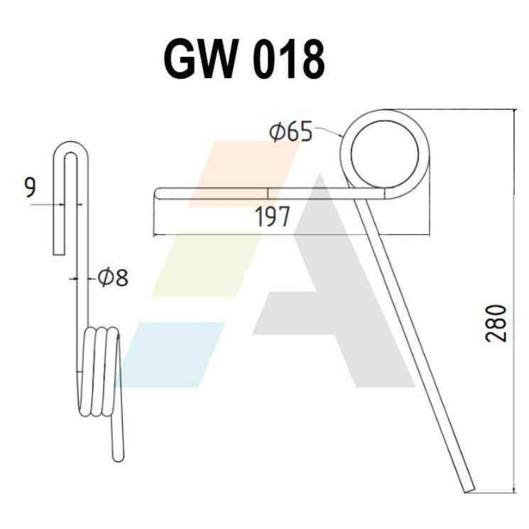 Dent de herse arrière, renforcée 8mm, pour semoir D8 Nodet, FKX0385CN, pièce interchangeable