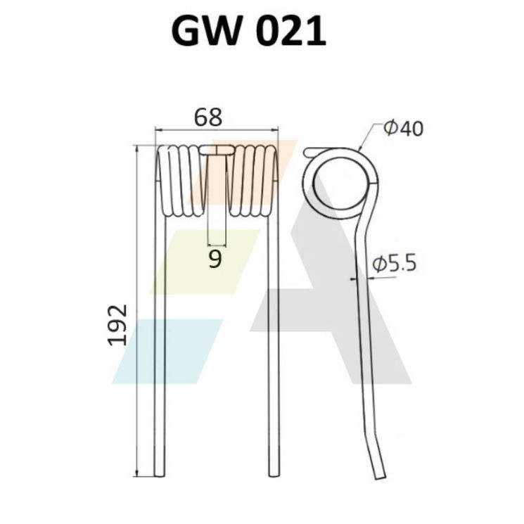 Dent pick-up 192mm, fil 5,5mm, pour presse à balles CLAAS-BAUTZ, 9182380, pièce interchangeable