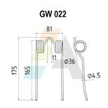 Dent pick-up 175mm, fil 4,5mm, pour presse à balles RIVIERRE-CASALIS, 201558, pièce interchangeable