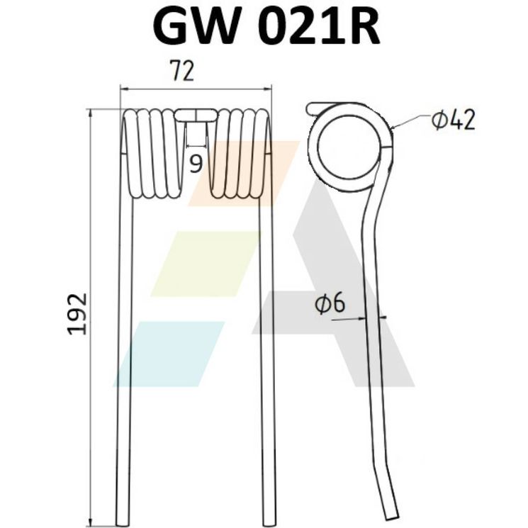 Dent pick-up 192mm, fil 6mm, pour presse à balles CLAAS-BAUTZ, 9182380, pièce interchangeable