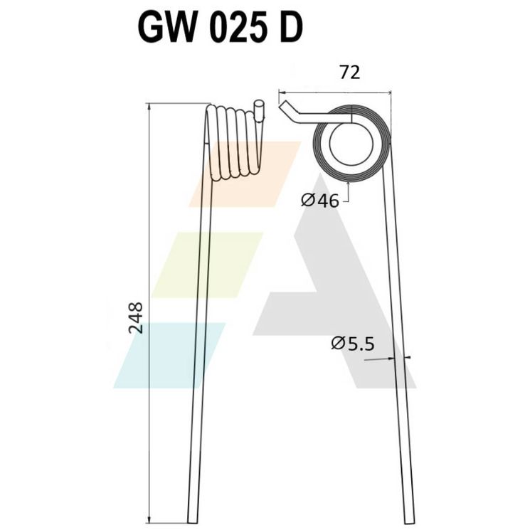 Dent pick-up 248mm, fil 5,5mm, pour presse à balles CLAAS-BAUTZ, AH2490100045, pièce interchangeable