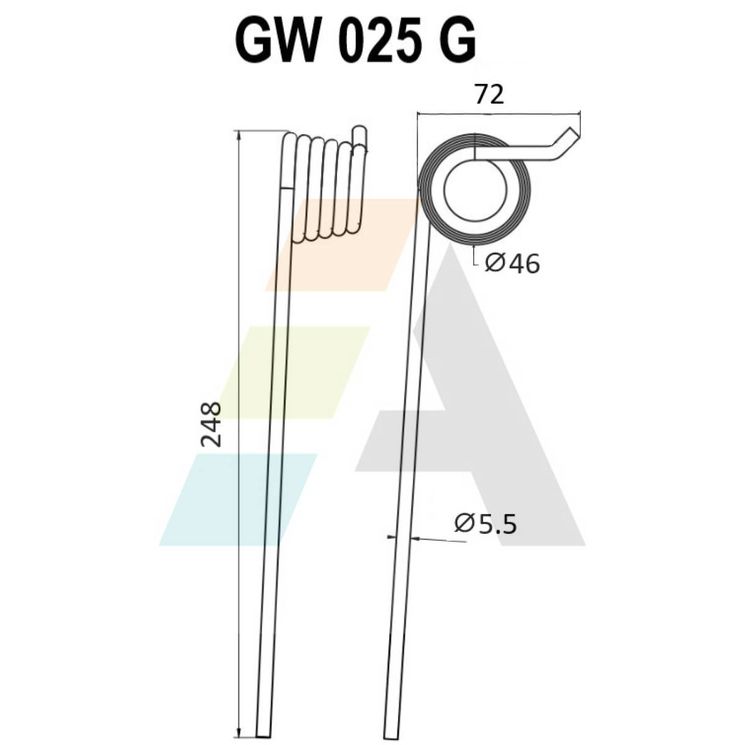 Dent pick-up 248mm, fil 5,5mm, pour presse à balles CLAAS-BAUTZ, AH2490100044, pièce interchangeable