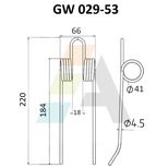 Dent pick-up 220mm, fil 4,5mm, pour presse à balles NEW HOLLAND, 80161367, pièce interchangeable