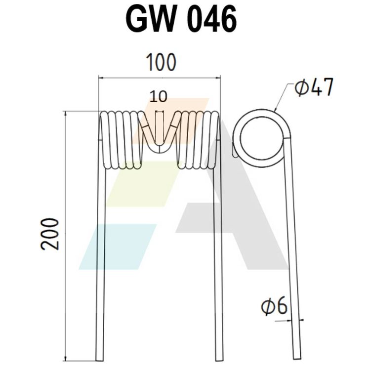 Dent pick-up 200mm, fil 6mm, pour presse à balles HESSTON, 775932, pièce interchangeable