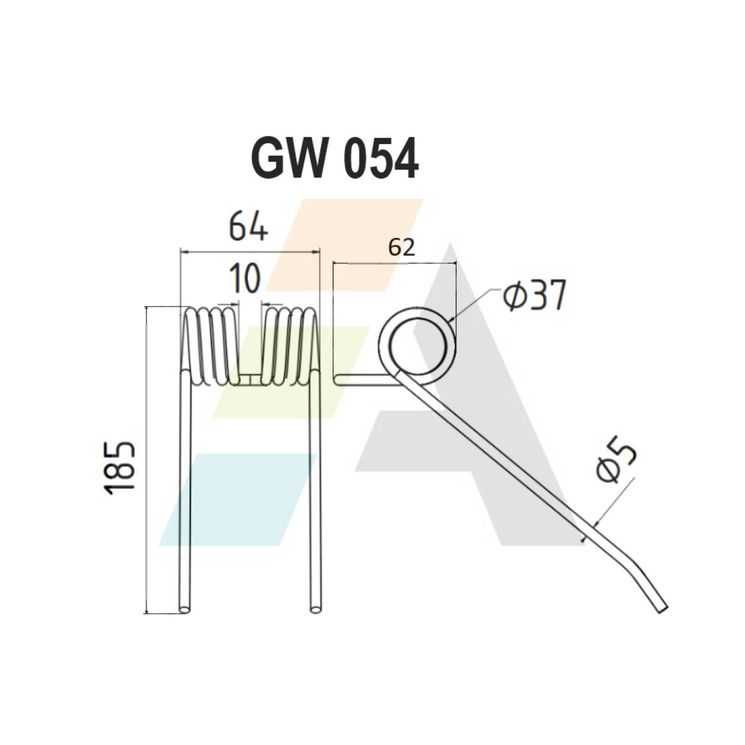 Dent pick-up 185mm, fil 5mm, pour presse à balles DECHENTREITER, SK1724, pièce interchangeable