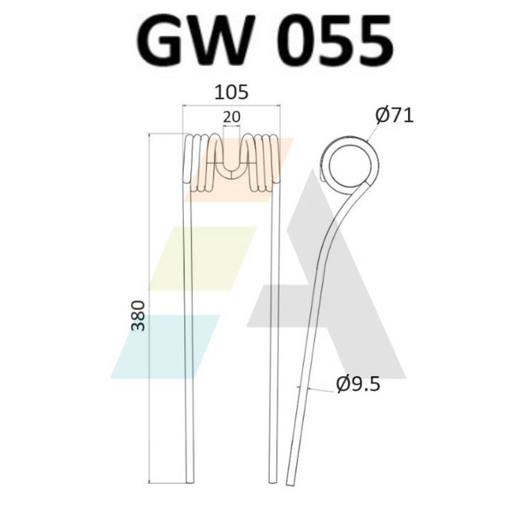 Dent de faneuse pour POTTINGER, 436145, pièce interchangeable