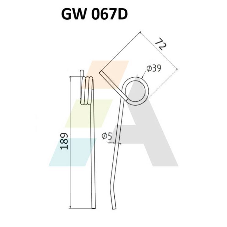 Dent pick-up 189mm, fil 5mm, pour presse à balles CLAAS-BAUTZ, 9317031, 9439831, pièce interchangeable