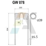 Dent double griffe pour faneuse 4,5mm, MASSEY FERGUSON, 607293M1, pièce interchangeable