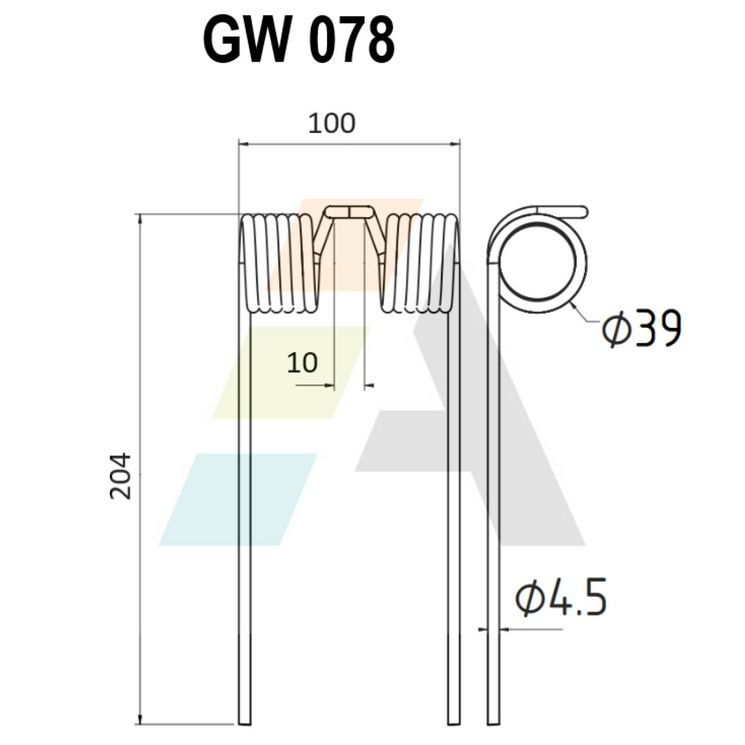 Dent double griffe pour faneuse 4,5mm, MASSEY FERGUSON, 607293M1, pièce interchangeable