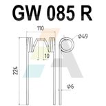 Dent d'andaineur L.224mm x Ep. 6mm pour NEW HOLLAND, pièce interchangeable