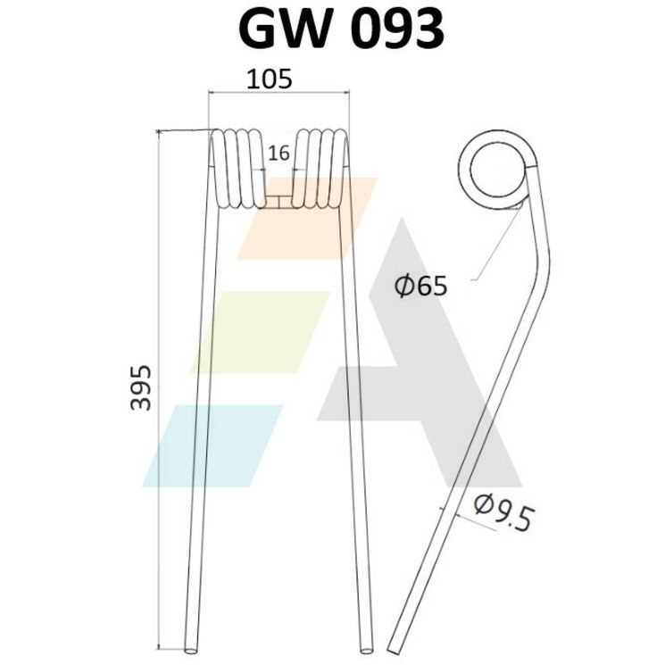 Dent de faneuse pour CASE IH, KUHN, 58505210, 58505214, 1409928RI, pièce interchangeable