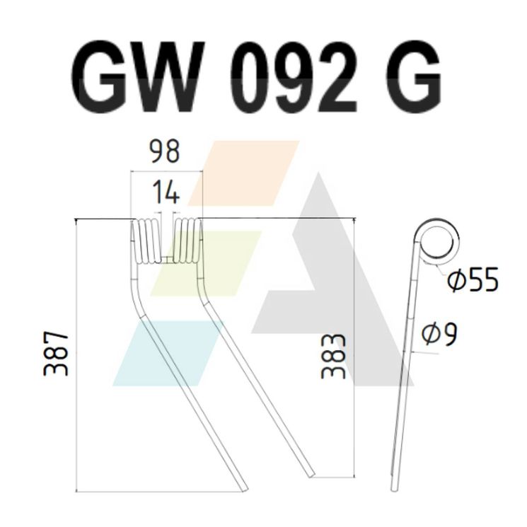 Dent de faneuse pour COGEAI, 608140R, pièce interchangeable