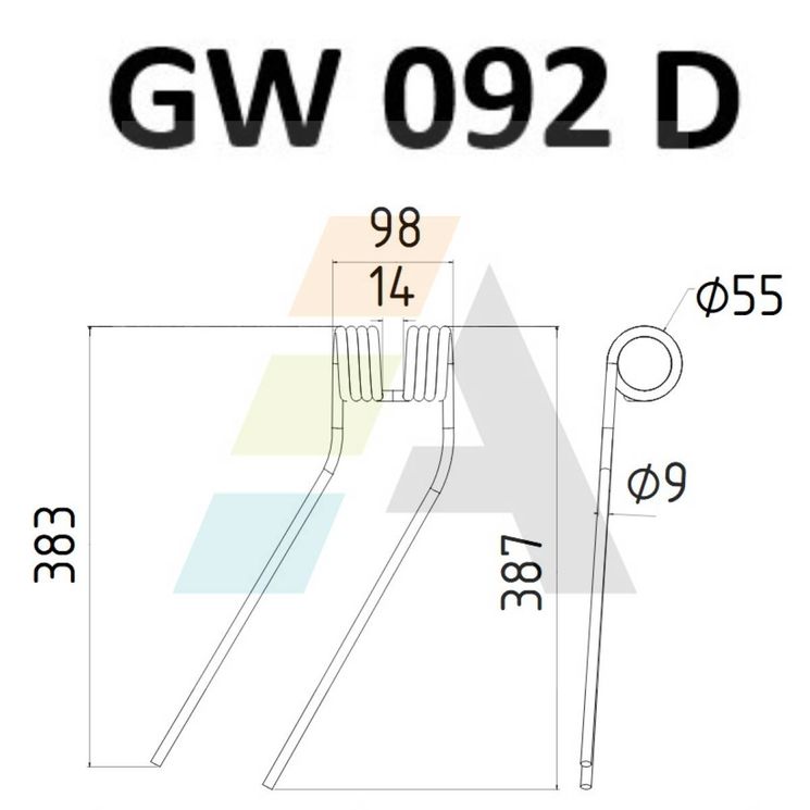 Dent de faneuse pour COGEAI, 608140L, pièce interchangeable