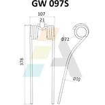 Dent de faneuse pour FAHR - MORRA, 16502744, 06565574, pièce interchangeable