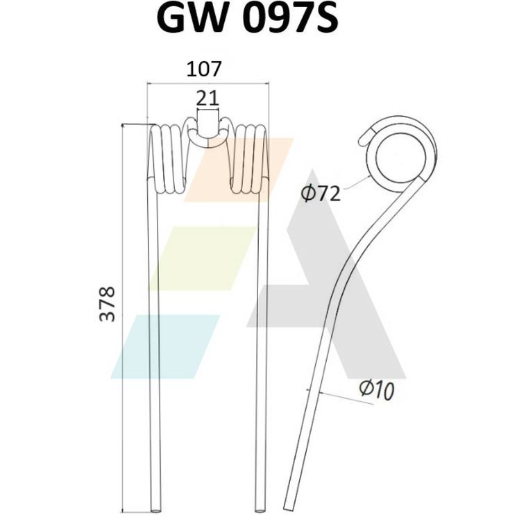 Dent de faneuse pour FAHR - MORRA, 16502744, 06565574, pièce interchangeable