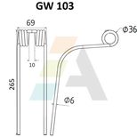 Dent d'andaineur, pour REFORM WERKE, MGW 53-67, pièce interchangeable