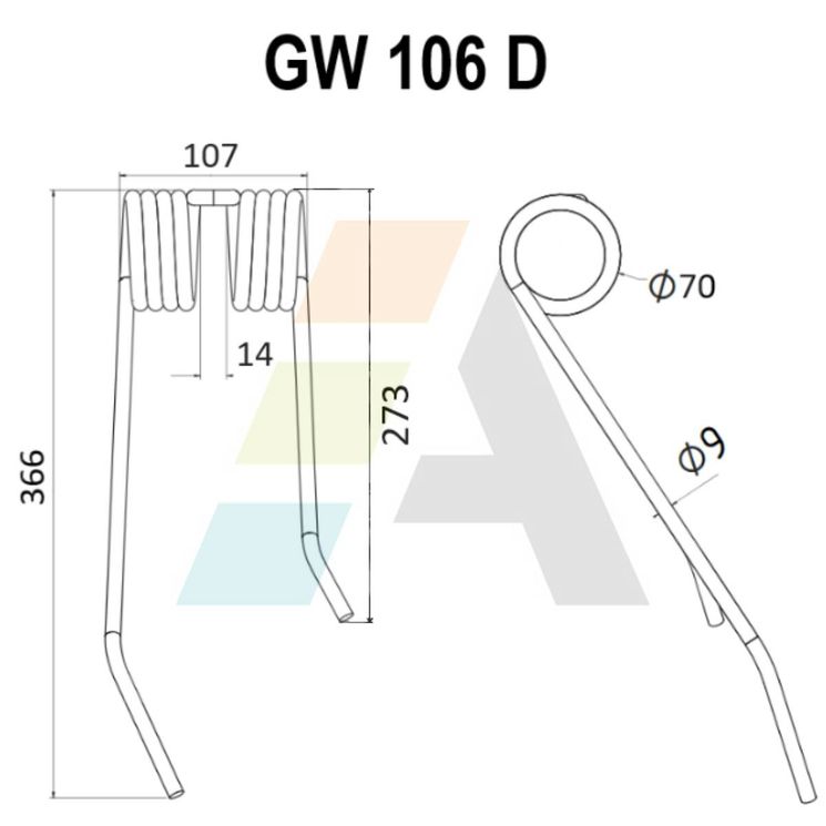 Dent de faneuse pour J. FREUDENDAHL, 14330200, 43896, pièce interchangeable