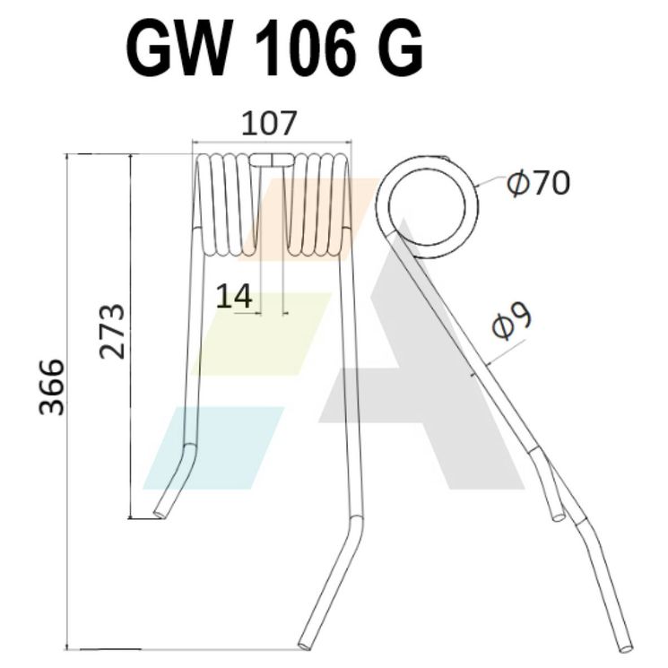 Dent de faneuse pour J. FREUDENDAHL, 14330201, 43898, pièce interchangeable