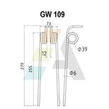 Dent double griffe pour faneuse 6mm, HEYWANG-SETA, TA 230 - TC 230, pièce interchangeable