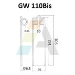 Dent de faneuse pour HEUBLITZ, Lg.305 x Ø6,5mm, pièce interchangeable