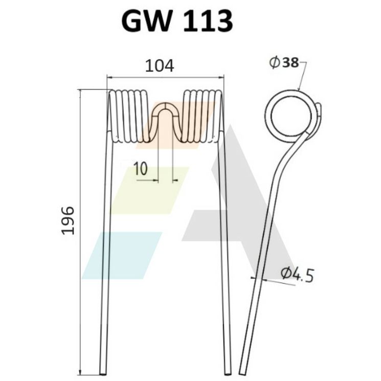 Dent double griffe pour faneuse 4,5mm, MASSEY FERGUSON, 642226M1, pièce interchangeable