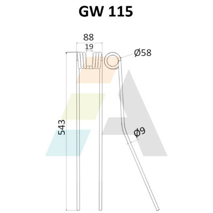 Dent d'andaineur L.543mm x Ep. 9mm pour NIEMEYER, 600029, pièce interchangeable