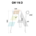 Dent de faneuse pour LELY, 73135R, pièce interchangeable