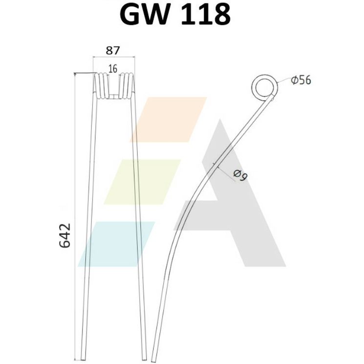 Dent de faneuse pour NIEMEYER, 600014, 12185, 43981, pièce interchangeable