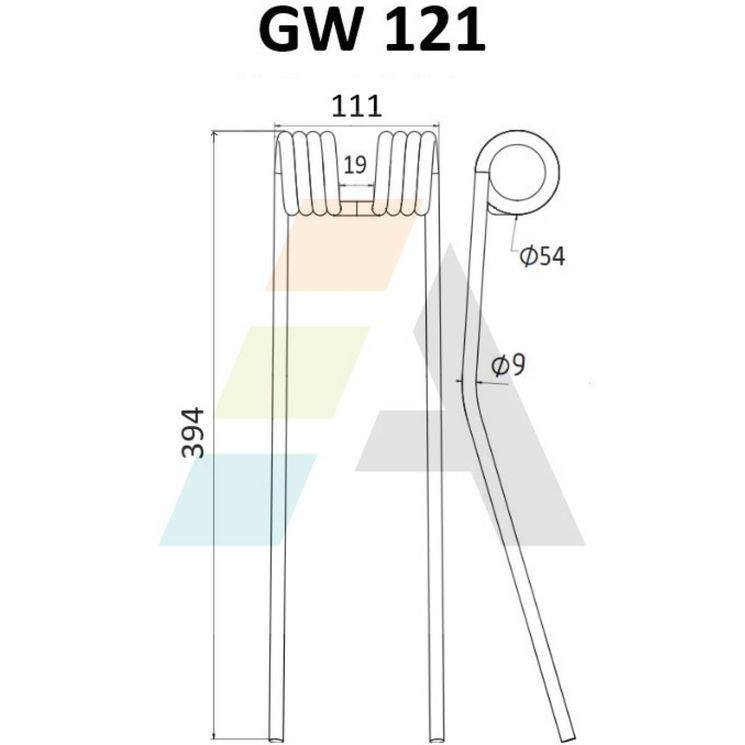 Dent de faneuse pour FORT, 121280, pièce interchangeable