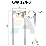 Dent pick-up 189mm, fil 5mm, pour presse à balles WELGER, 0940522500, 034351, pièce interchangeable