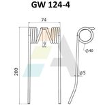 Dent pick-up 200mm, fil 5mm, pour presse à balles WELGER, 034338, pièce interchangeable