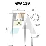 Dent pick-up 173mm, fil 5mm, pour presse à balles HESSTON, 70170011, pièce interchangeable