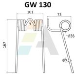 Dent pick-up 167mm, fil 5mm, pour presse à balles SOMECA, 44314032, pièce interchangeable