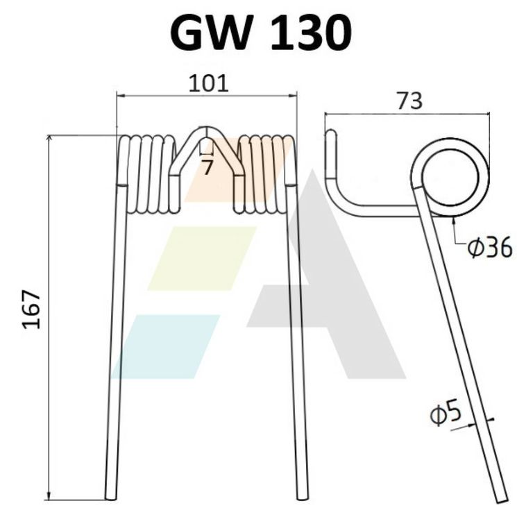 Dent pick-up 167mm, fil 5mm, pour presse à balles SOMECA, 44314032, pièce interchangeable